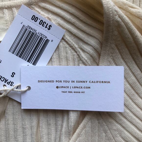 L Space Camryn Top Ivory Ribbed Sweater Long Sleeve Women's Size Small NWT - Picture 12 of 16